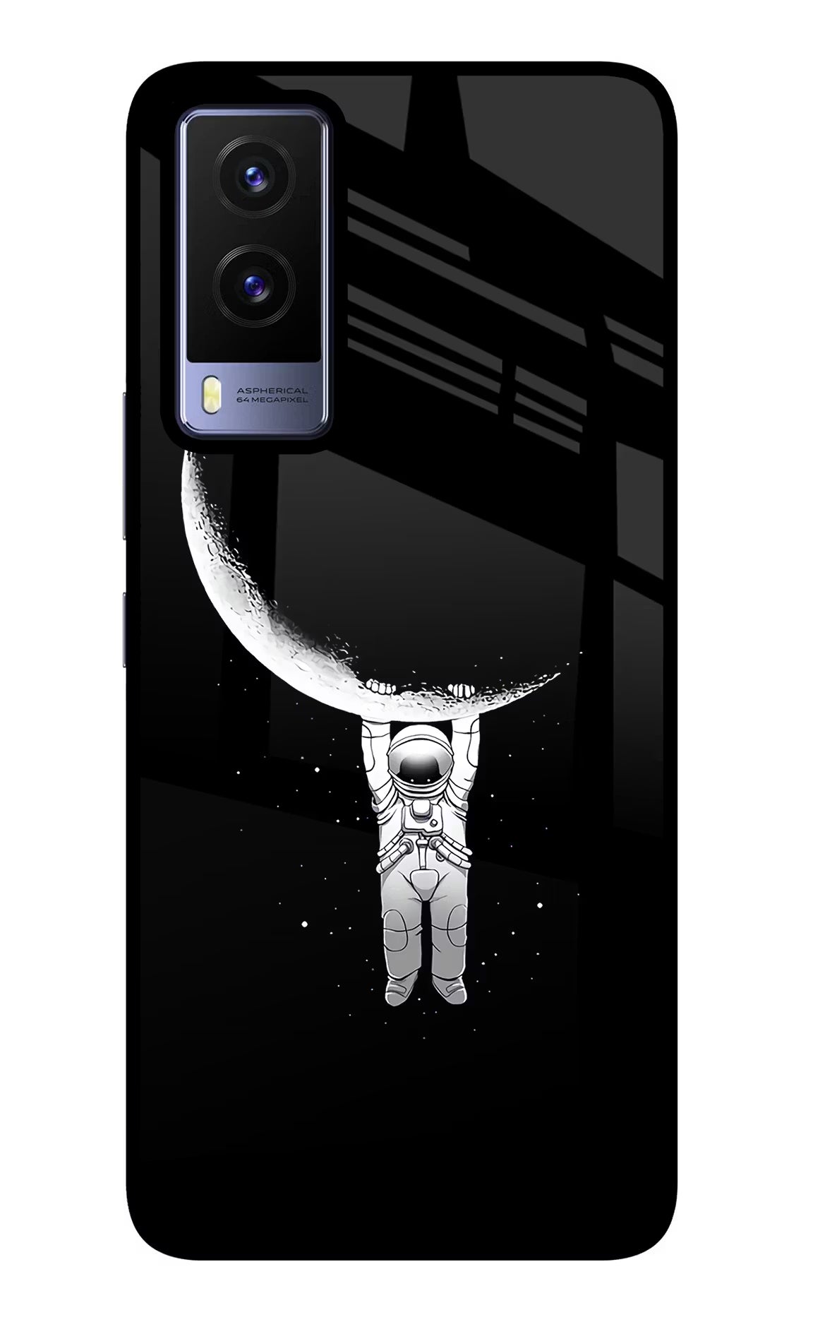 Moon Space Vivo V21E 5G Glass Case Back Cover by Casekaro