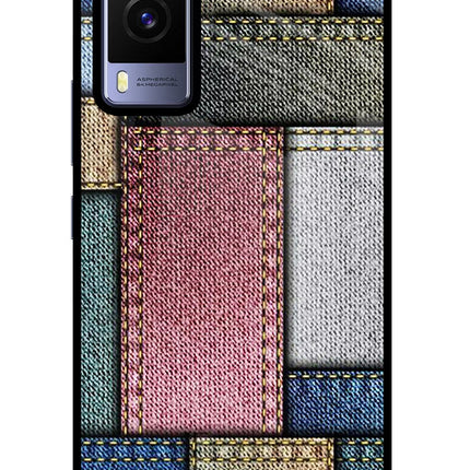 Multicolor Jeans Vivo V21E 5G Glass Case Back Cover by Casekaro