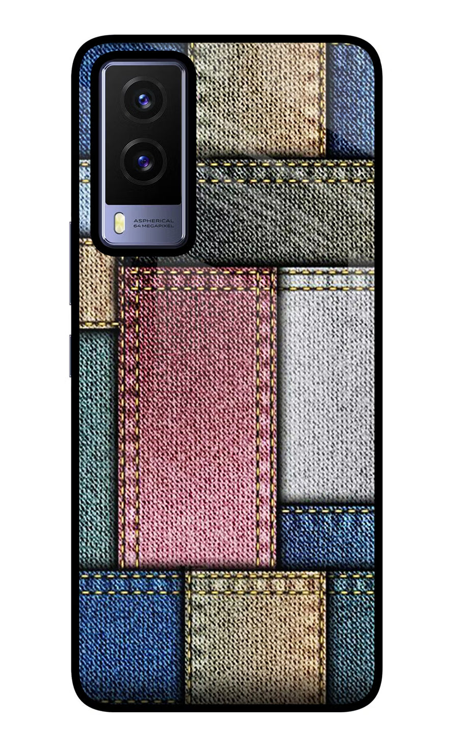 Multicolor Jeans Vivo V21E 5G Back Cover, Glass case