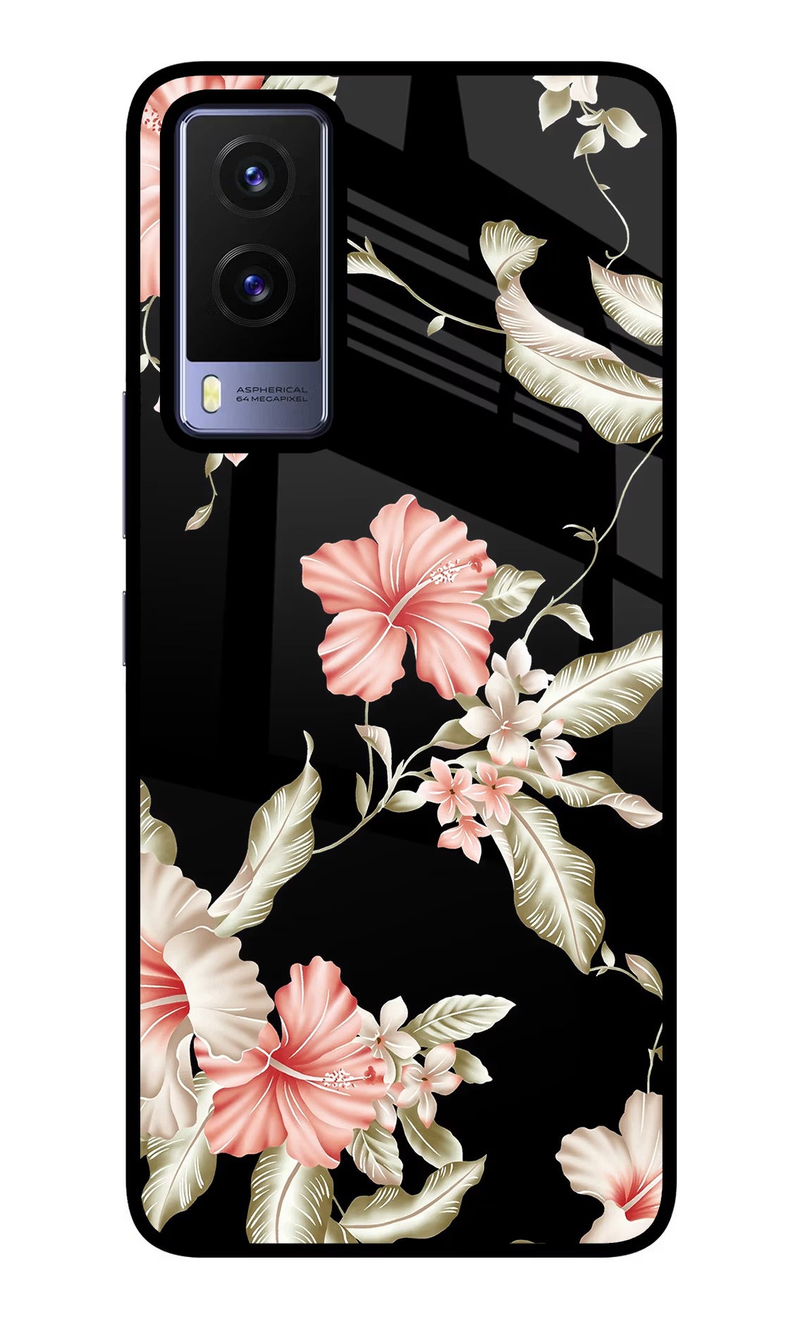 Flowers Vivo V21E 5G Glass Case Back Cover by Casekaro