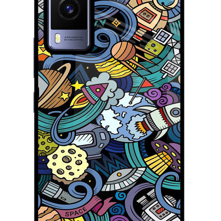 Space Abstract Vivo V21E 5G Glass Case Back Cover by Casekaro
