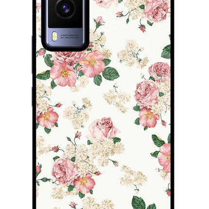 Flowers Vivo V21E 5G Glass Case Back Cover by Casekaro