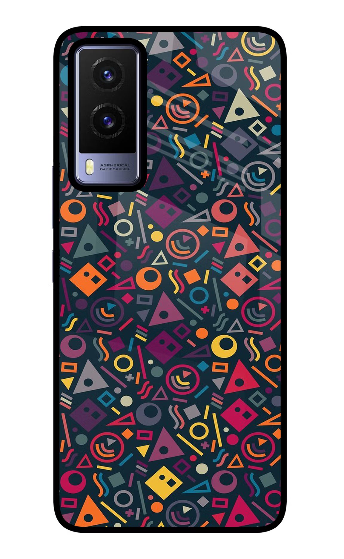 Geometric Abstract Vivo V21E 5G Glass Case Back Cover by Casekaro