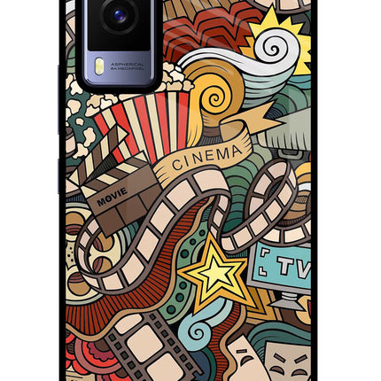 Cinema Abstract Vivo V21E 5G Glass Case Back Cover by Casekaro