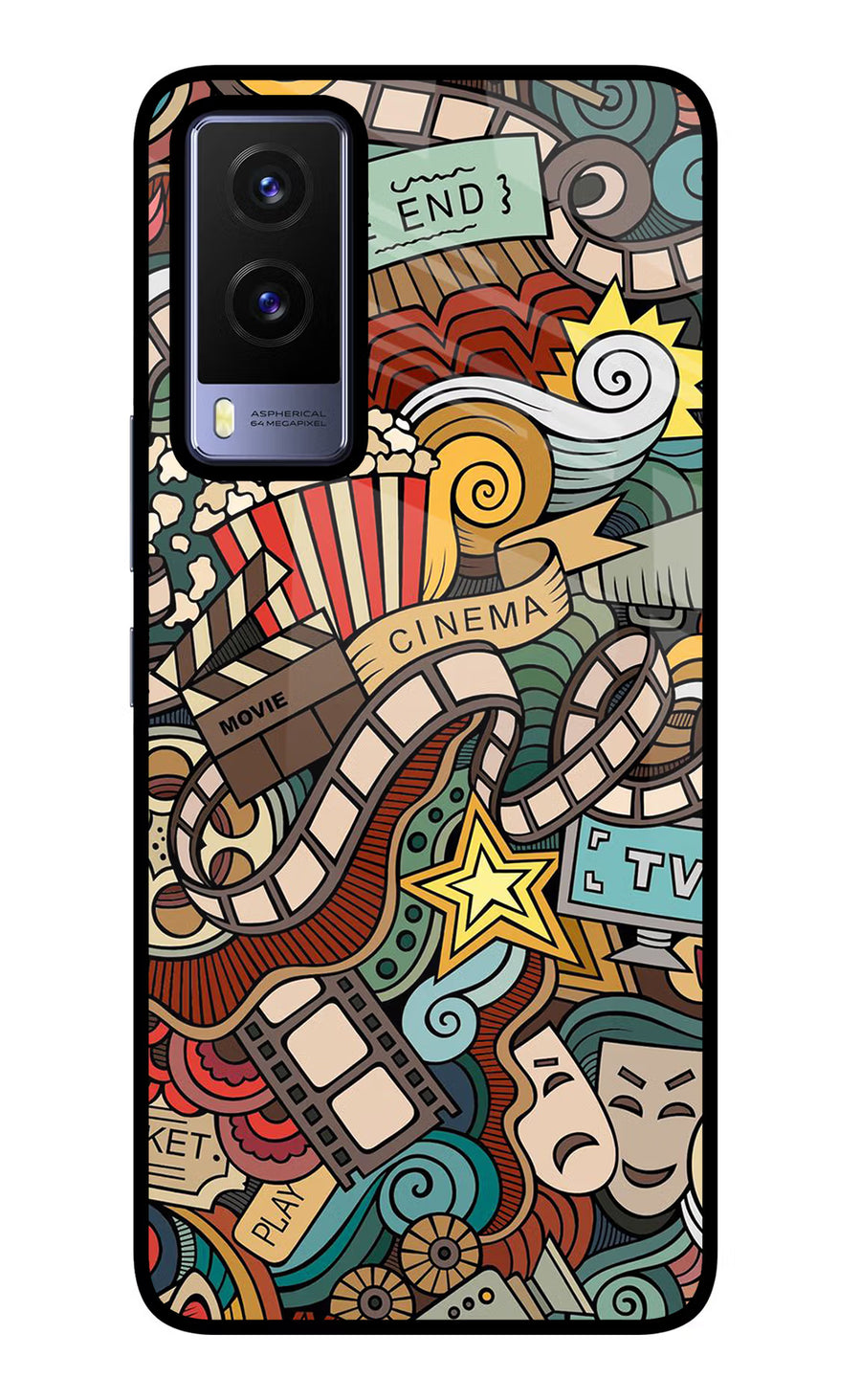 Cinema Abstract Vivo V21E 5G Back Cover, Glass case