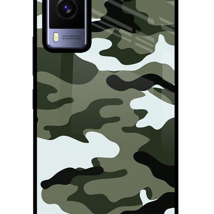Camouflage Vivo V21E 5G Glass Case Back Cover by Casekaro
