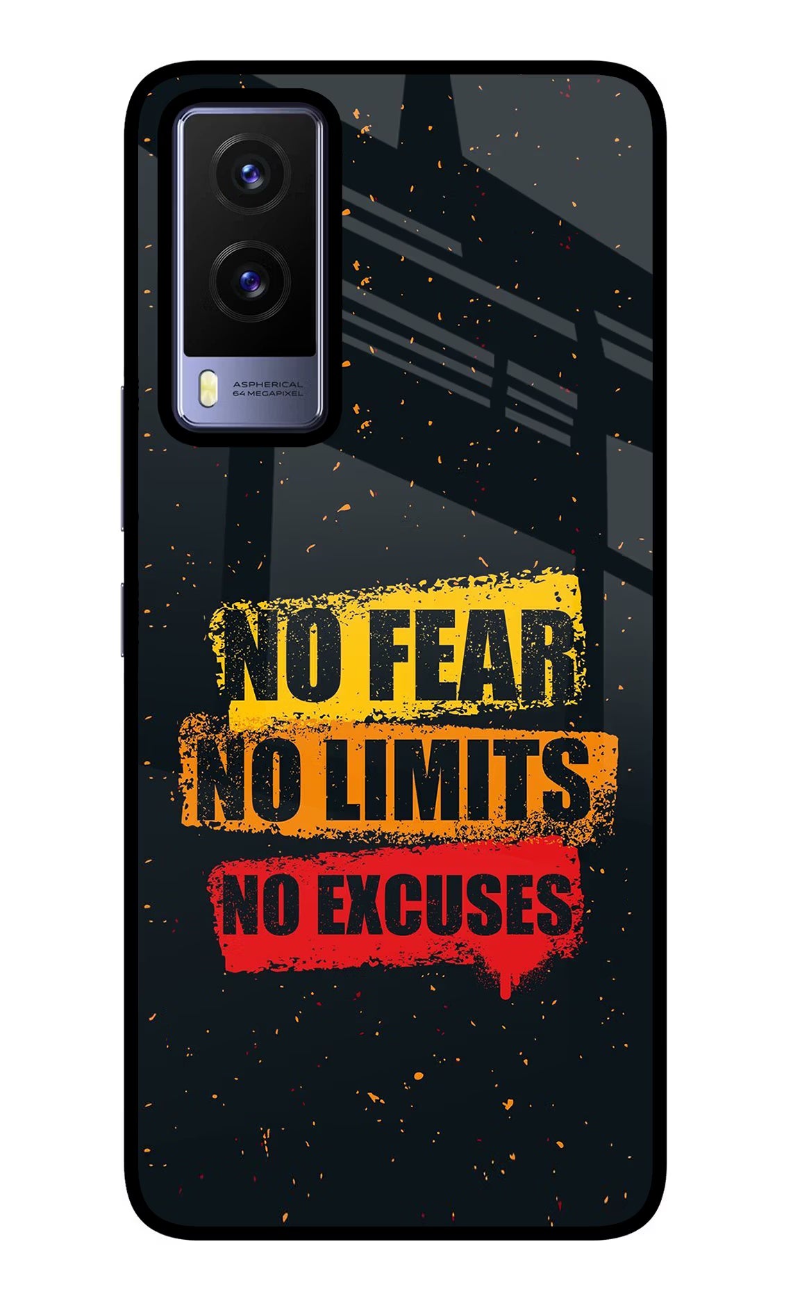 No Fear No Limits No Excuse Vivo V21E 5G Glass Case Back Cover by Casekaro