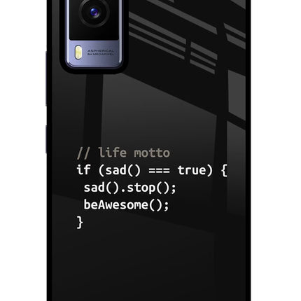 Life Motto Code Vivo V21E 5G Glass Case Back Cover by Casekaro