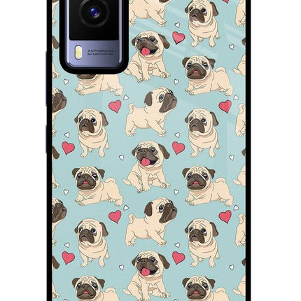 Pug Dog Vivo V21E 5G Glass Case Back Cover by Casekaro