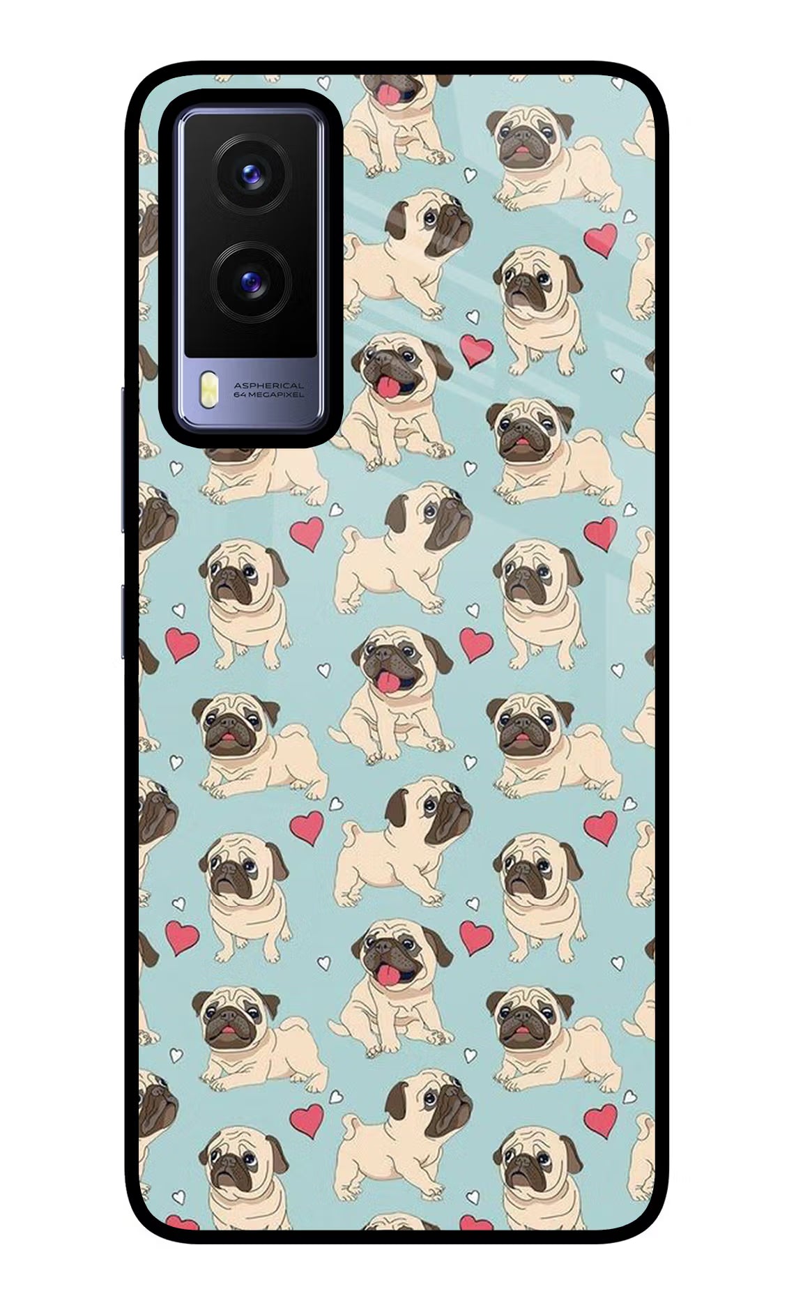 Pug Dog Vivo V21E 5G Glass Case Back Cover by Casekaro