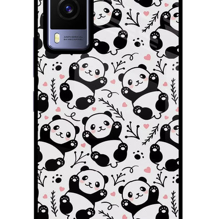 Cute Panda Vivo V21E 5G Glass Case Back Cover by Casekaro