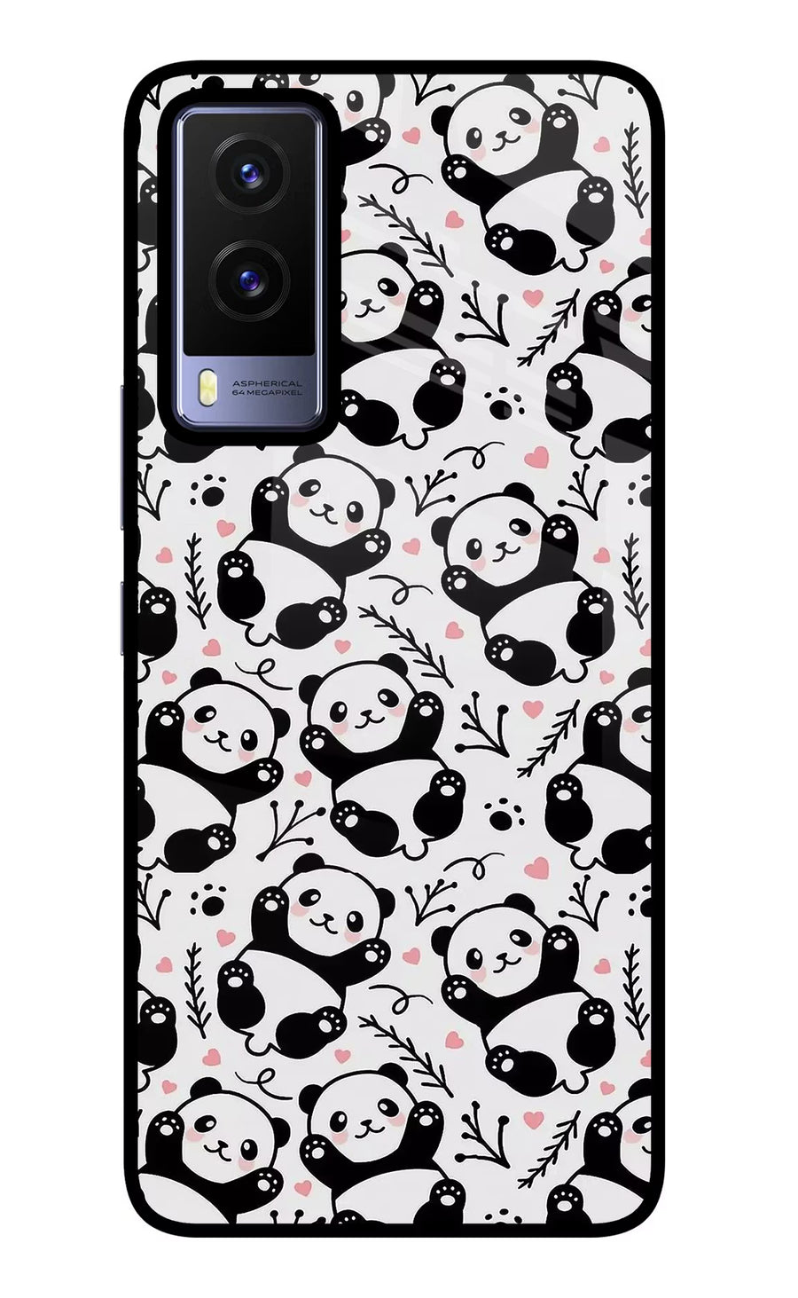 Cute Panda Vivo V21E 5G Back Cover, Glass case