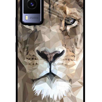Lion Art Vivo V21E 5G Glass Case Back Cover by Casekaro