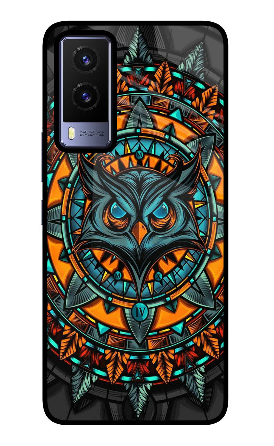 Angry Owl Art Vivo V21E 5G Back Cover, Glass case