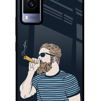 Smoking Vivo V21E 5G Glass Case Back Cover by Casekaro