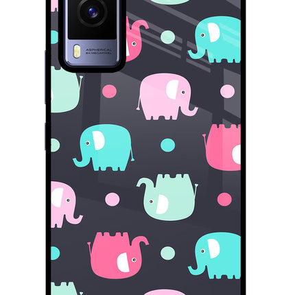 Elephants Vivo V21E 5G Glass Case Back Cover by Casekaro