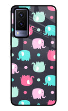 Elephants Vivo V21E 5G Glass Case Back Cover by Casekaro