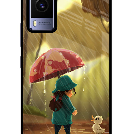 Rainy Day Vivo V21E 5G Glass Case Back Cover by Casekaro