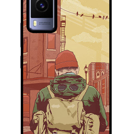 Adventurous Vivo V21E 5G Glass Case Back Cover by Casekaro