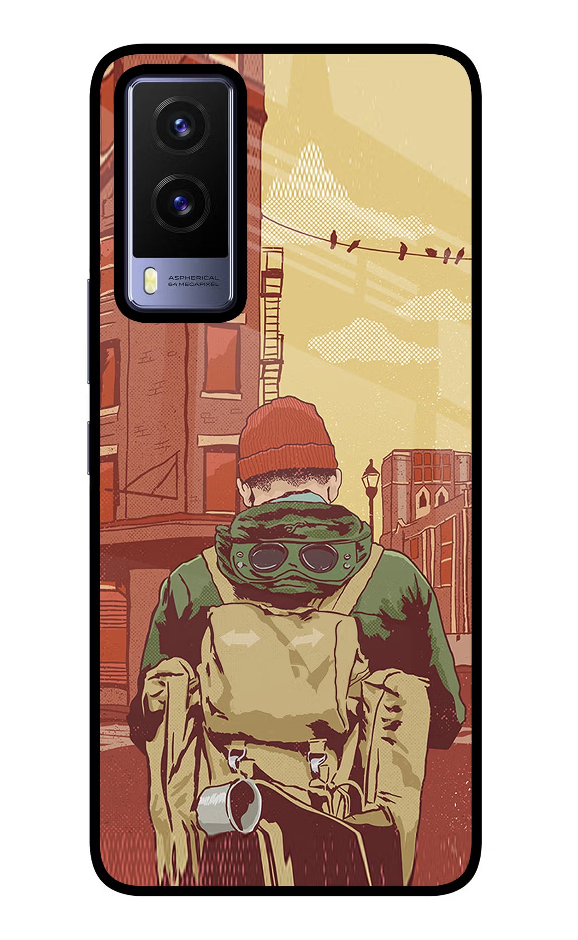 Adventurous Vivo V21E 5G Glass Case Back Cover by Casekaro