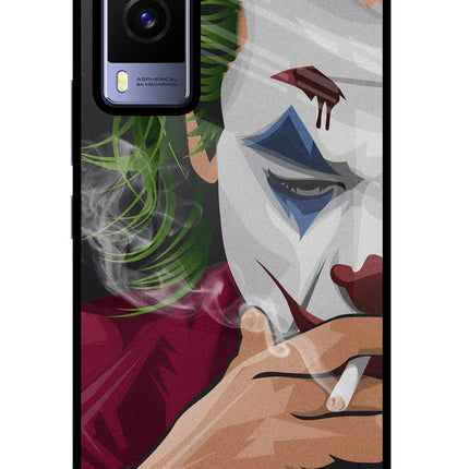 Joker Smoking Vivo V21E 5G Glass Case Back Cover by Casekaro