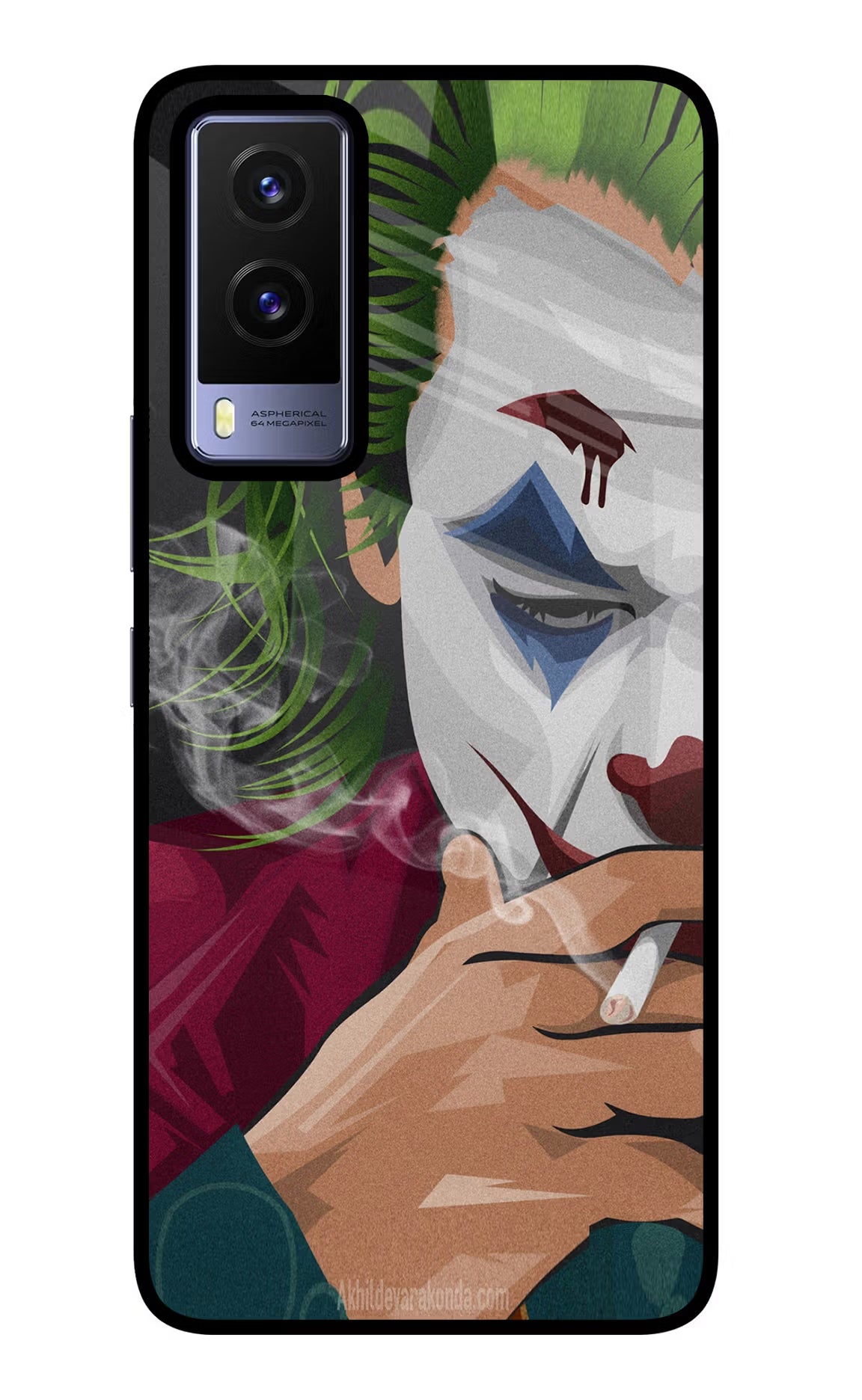 Joker Smoking Vivo V21E 5G Glass Case Back Cover by Casekaro