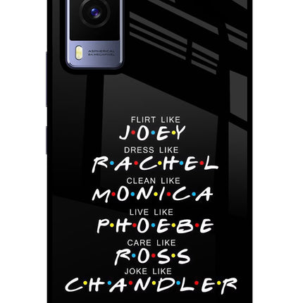 FRIENDS Character Vivo V21E 5G Glass Case Back Cover by Casekaro