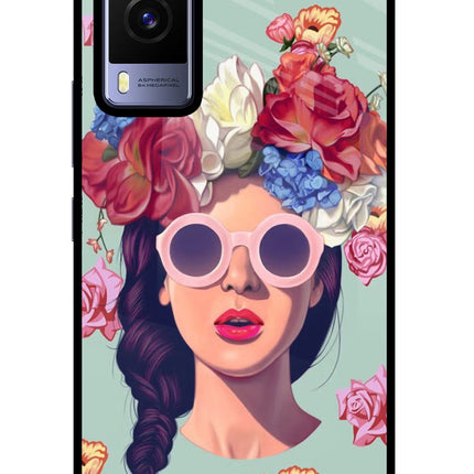 Pretty Girl Vivo V21E 5G Glass Case Back Cover by Casekaro