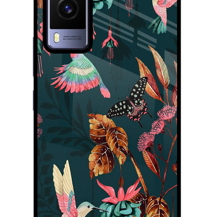 Birds Vivo V21E 5G Glass Case Back Cover by Casekaro