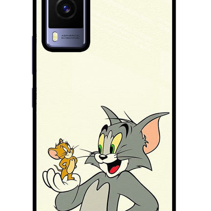 Tom & Jerry Vivo V21E 5G Glass Case Back Cover by Casekaro