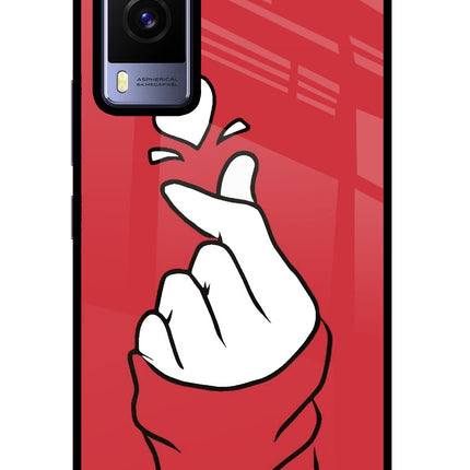 Korean Love Sign Vivo V21E 5G Glass Case Back Cover by Casekaro