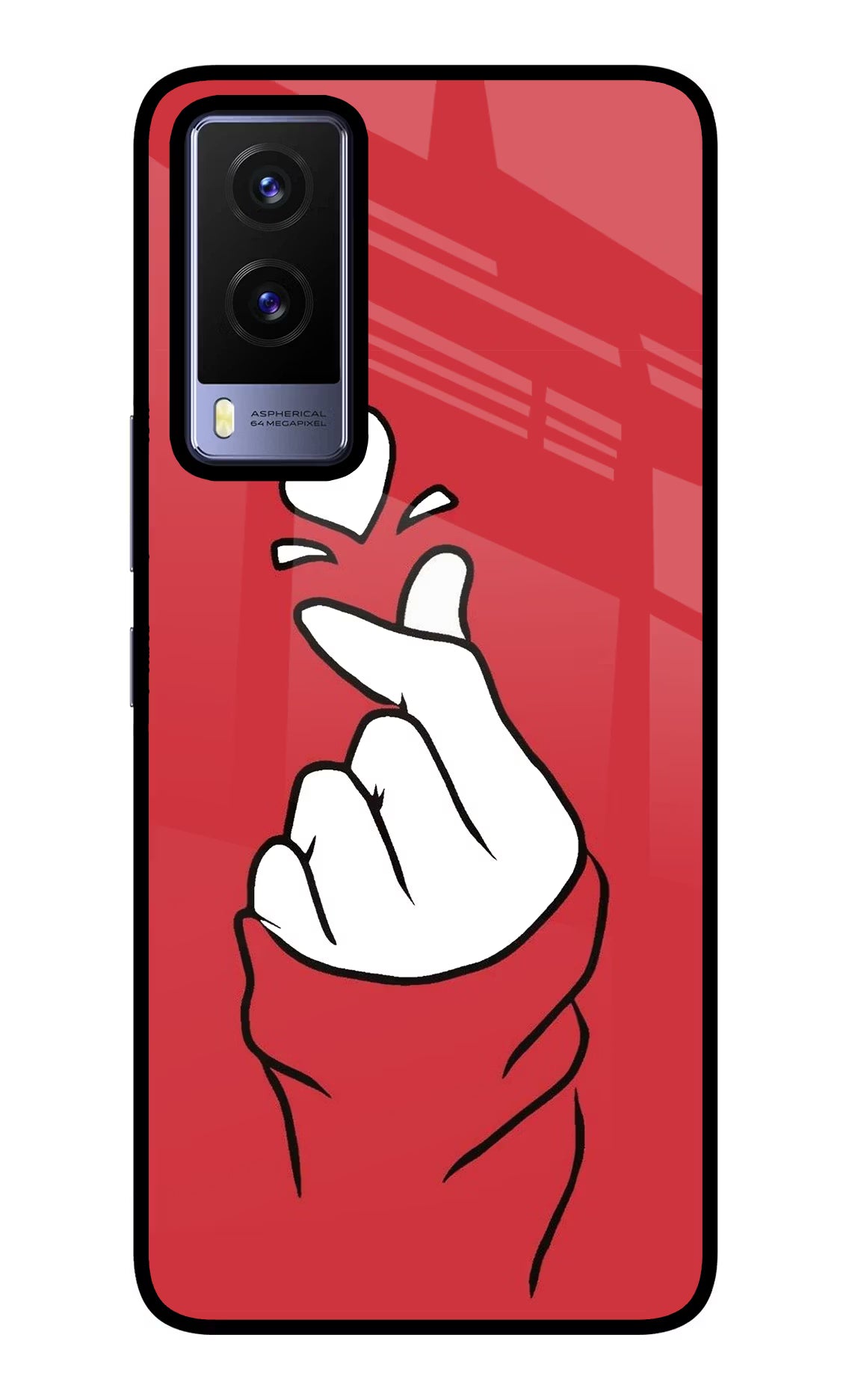 Korean Love Sign Vivo V21E 5G Glass Case Back Cover by Casekaro