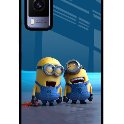 Minion Laughing Vivo V21E 5G Glass Case Back Cover by Casekaro