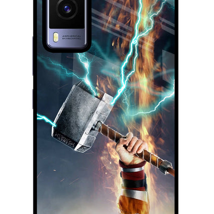 Thor Hammer Mjolnir Vivo V21E 5G Glass Case Back Cover by Casekaro