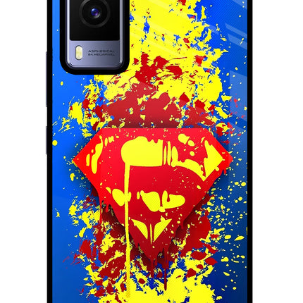 Superman logo Vivo V21E 5G Glass Case Back Cover by Casekaro