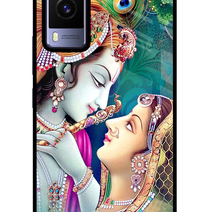 Lord Radha Krishna Vivo V21E 5G Glass Case Back Cover by Casekaro