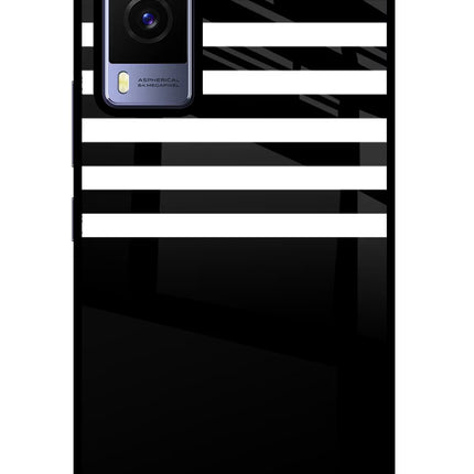 Black and White Print Vivo V21E 5G Glass Case Back Cover by Casekaro