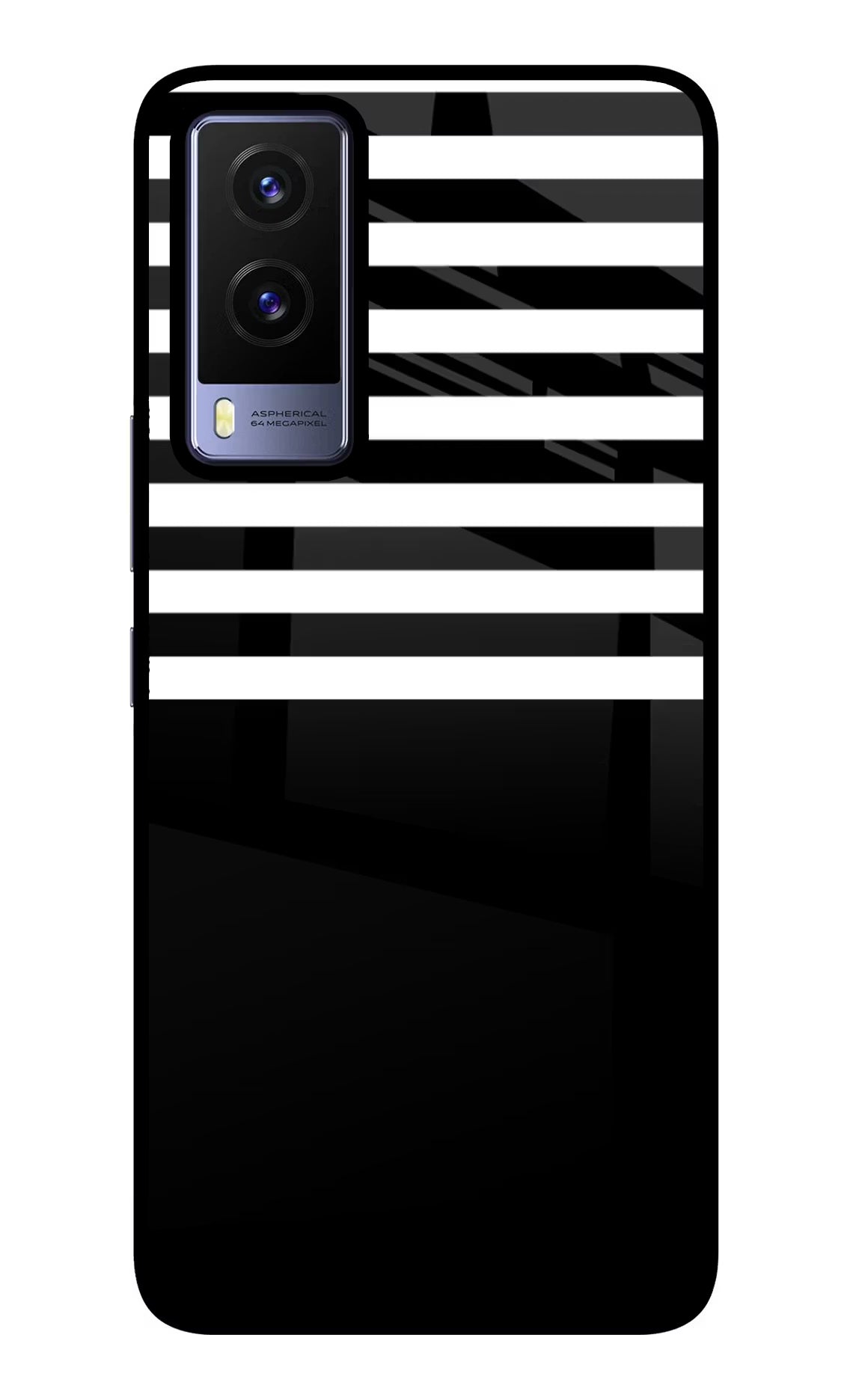 Black and White Print Vivo V21E 5G Glass Case Back Cover by Casekaro