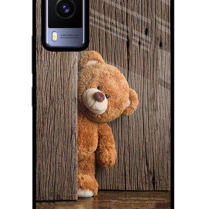 Teddy Wooden Vivo V21E 5G Glass Case Back Cover by Casekaro