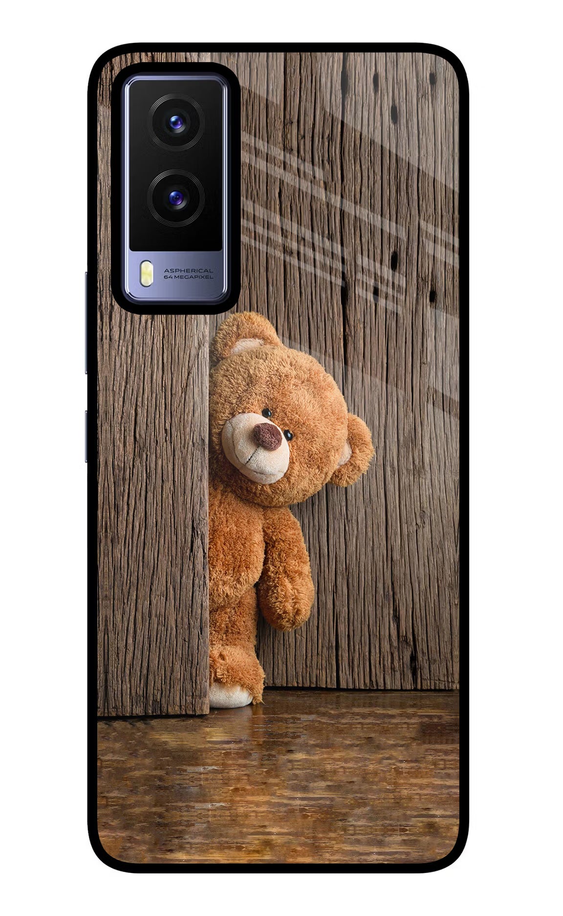 Teddy Wooden Vivo V21E 5G Glass Case