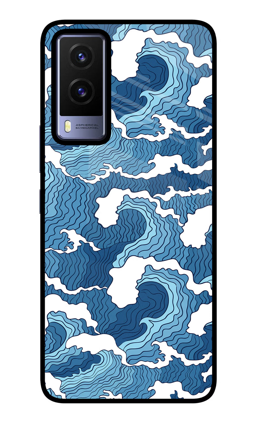 Blue Waves Vivo V21E 5G Back Cover, Glass case