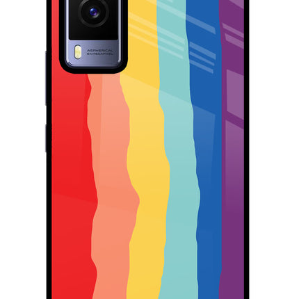 Rainbow Vivo V21E 5G Glass Case Back Cover by Casekaro