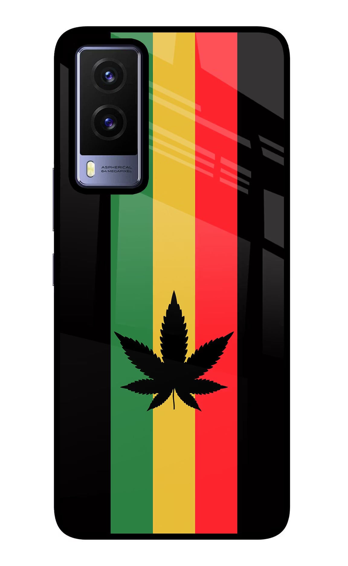 Weed Flag Vivo V21E 5G Glass Case Back Cover by Casekaro