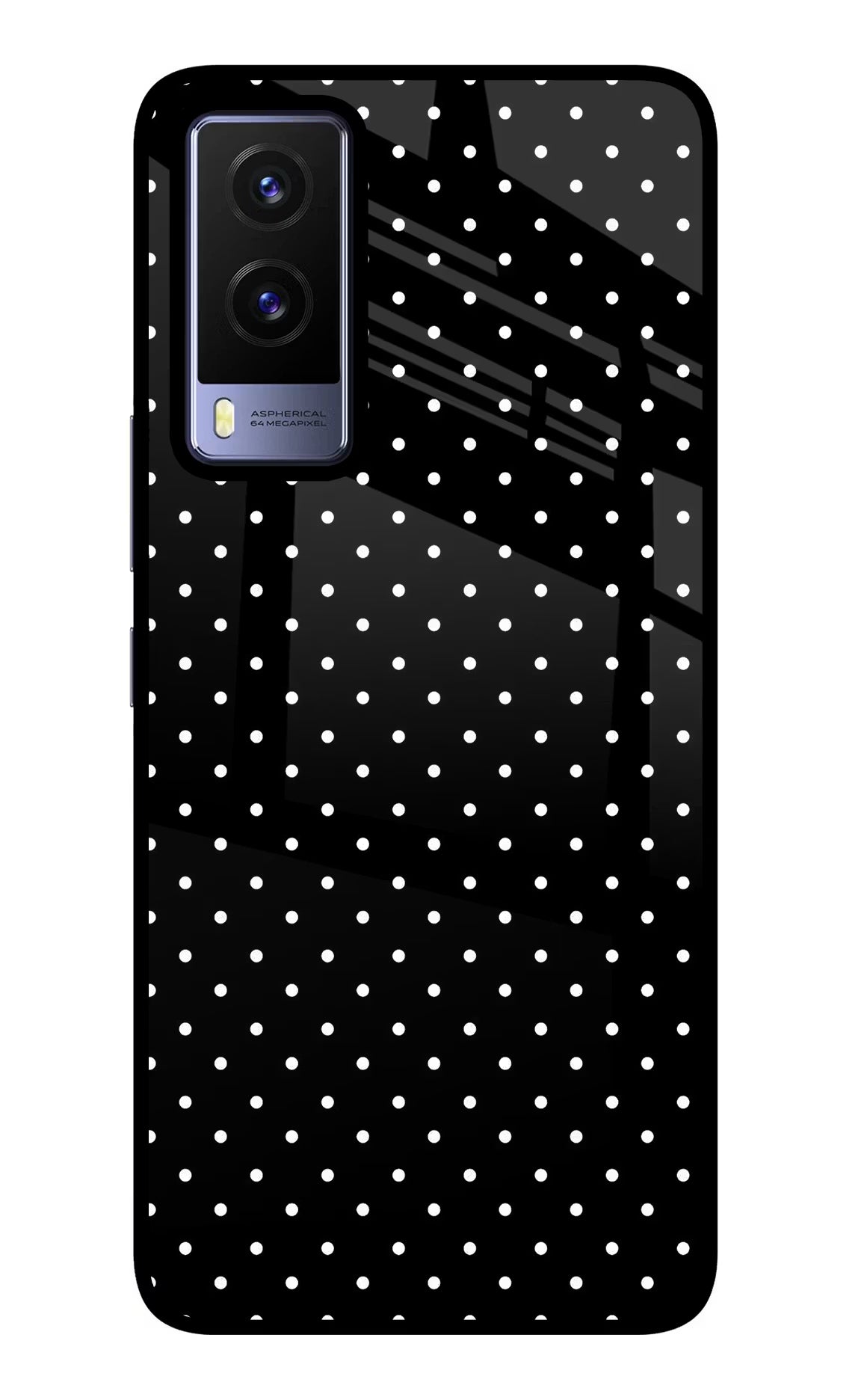 White Dots Vivo V21E 5G Glass Case Back Cover by Casekaro