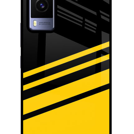 Yellow Shades Vivo V21E 5G Glass Case Back Cover by Casekaro