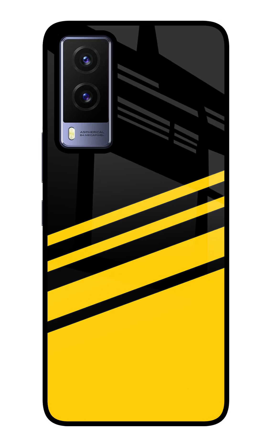 Yellow Shades Vivo V21E 5G Glass Case Back Cover by Casekaro