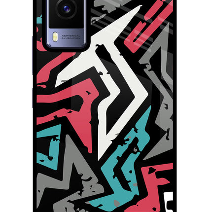 Geometric Graffiti Vivo V21E 5G Glass Case Back Cover by Casekaro