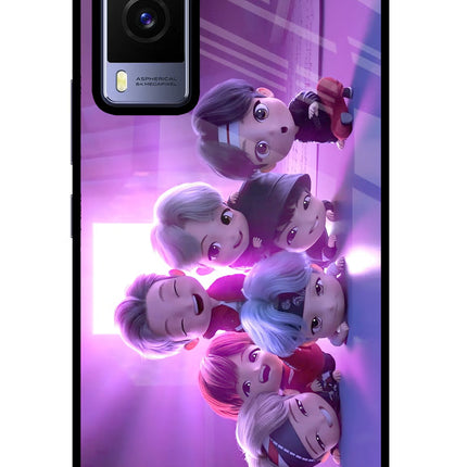 BTS Chibi Vivo V21E 5G Glass Case Back Cover by Casekaro