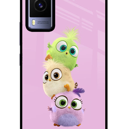 Cute Little Birds Vivo V21E 5G Glass Case Back Cover by Casekaro