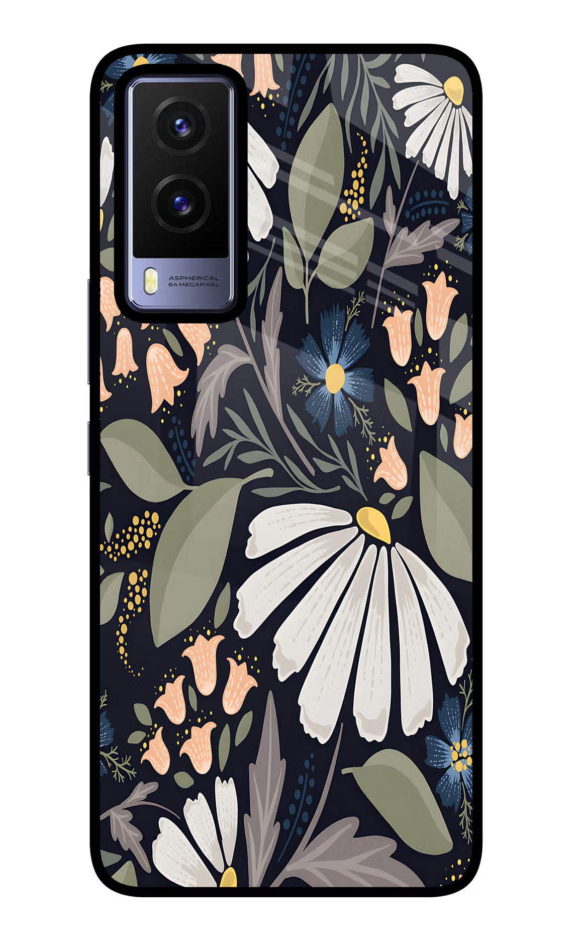 Flowers Art Vivo V21E 5G Glass Case